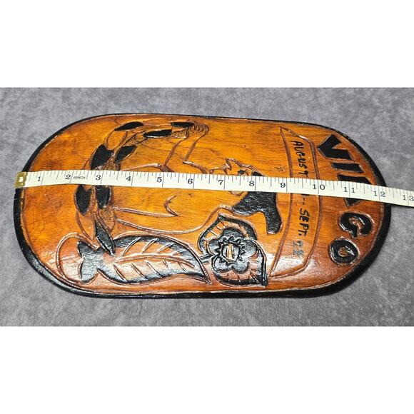 Primitive Handmade Wooden Virgo Astrological Zodiac Sign Horoscope Wall Plaque - Picture 8 of 9